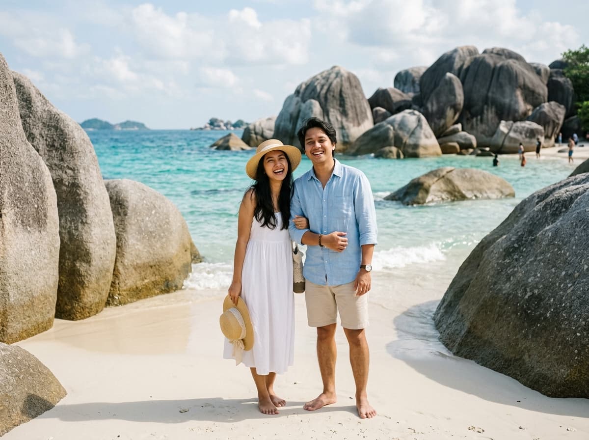 Liburan Bulan Madu Romantis Berdua di Antara Batu Granit Tanjung Tinggi